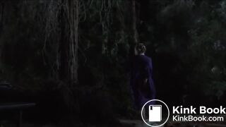 Women in tv show poops in a trash can