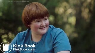 Women in tv show poops in a trash can