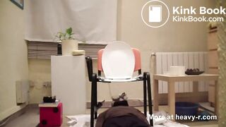 Girl poops a lot into slaves mouth