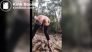 gir pooping and pissing outdoor