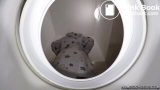 Girl with great ass shitting and farting in toilet