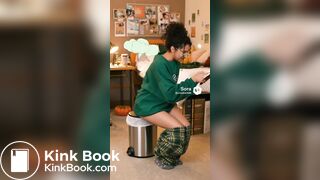 Ai college girl poop in trash can