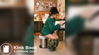 Ai college girl poop in trash can
