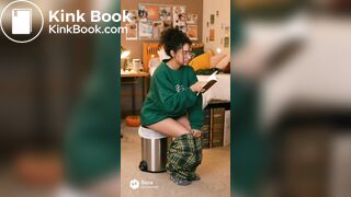 Ai college girl poop in trash can