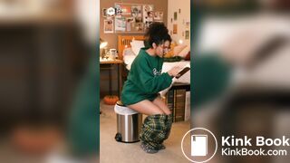 Ai college girl poop in trash can
