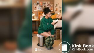 Ai college girl poop in trash can