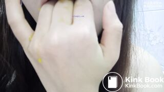 Chinese girl eat her own shit