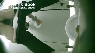 Cute asian girl pooping in toilet 06