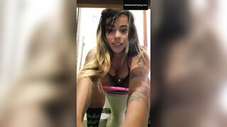 Extreme sexy girl shitting and farting in toilet