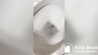 Beautiful girl shows big turd as it falls into toilet