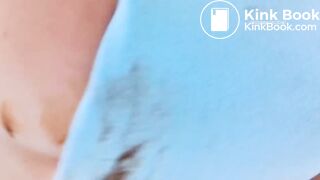 Big shit in blue panties and dress