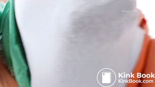 Big shit in blue panties and dress