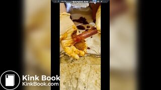 Italian milf shits on her dirty feet
