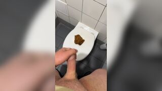 Polish girl make poop on toilet steal
