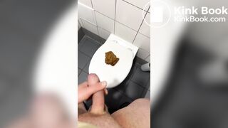 Polish girl make poop on toilet steal