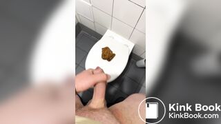Polish girl make poop on toilet steal