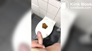 Polish girl make poop on toilet steal
