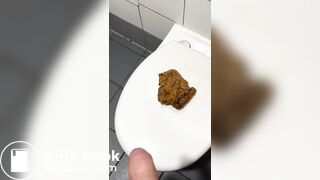 Polish girl make poop on toilet steal