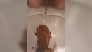 女性がトイレで下痢を放出する