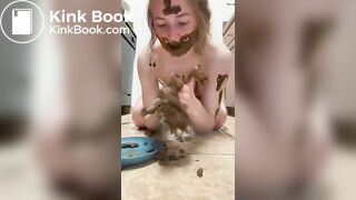 Slut teen eating shit