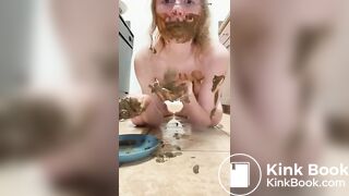 Slut teen eating shit