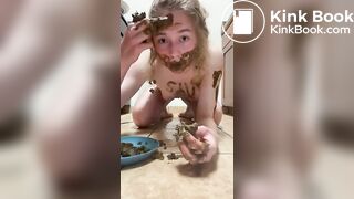 Slut teen eating shit