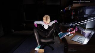Gwen Drops A Sexy Load In Her Suit