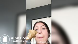 beautiful girl Eating shit