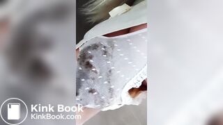 Big panty poop in white mesh panties
