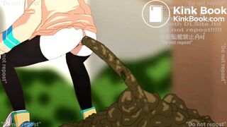 Anime girl pooping hot diarrhea animation