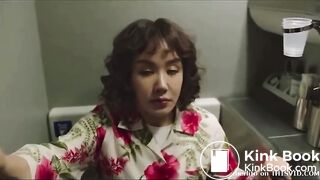 Korean girl almost didn't make it toilet