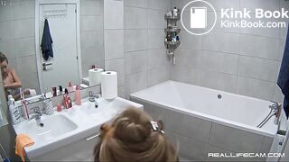 Blonde Girl pooping on toilet