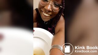 She eats shit from the toilet