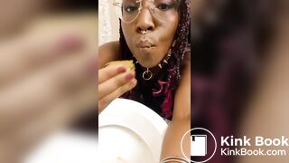 She eats shit from the toilet
