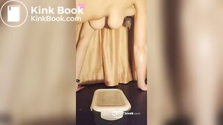 One of my favorite scat girl shitting in container - video 3