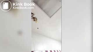 Scat Girl painting public toilet brown