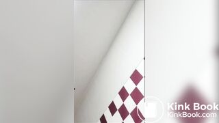Scat Girl painting public toilet brown