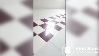 Scat Girl painting public toilet brown