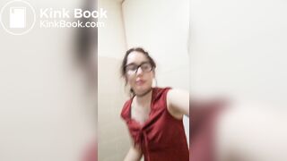 Cute girl poops on toilet