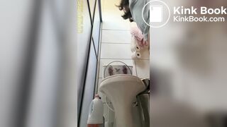 Sexy foreign girl pooping in toilet