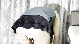 Panty poop in black and white outfit
