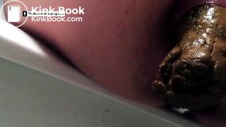 kinky freaky girl take shit over the toilet