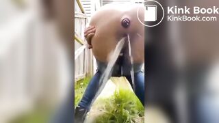 hot girl shitting in her backyard