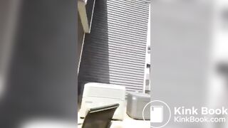 hot girl shitting in her backyard