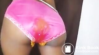 Sexy Black Girl HUGE Hot Pink Panty Poop