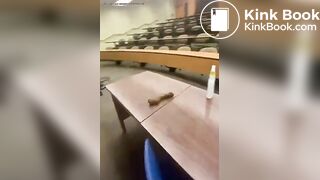 Student taking a shit on teachers desk