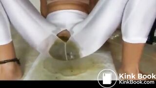 Big Load In White Spandex Sport Leggings - video 2