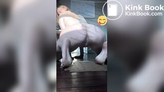 Girl shitting on a cardboard
