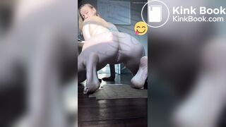 Girl shitting on a cardboard