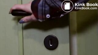 Women has diarrhea in public bathroom and gets embarras